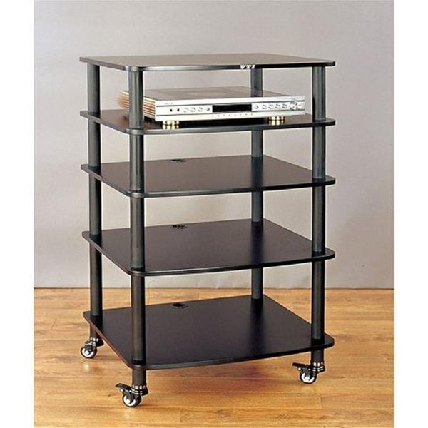 Vti Manufacturing VTI Manufacturing AR405BB 4 Black Poles 5 Black Shelves With Caster AV Stand AR405BB